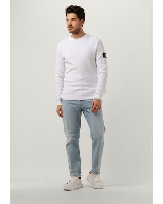 Calvin Klein Sweatshirt Monogram Badge Waffle Ls Tee Herren in Gray für Herren