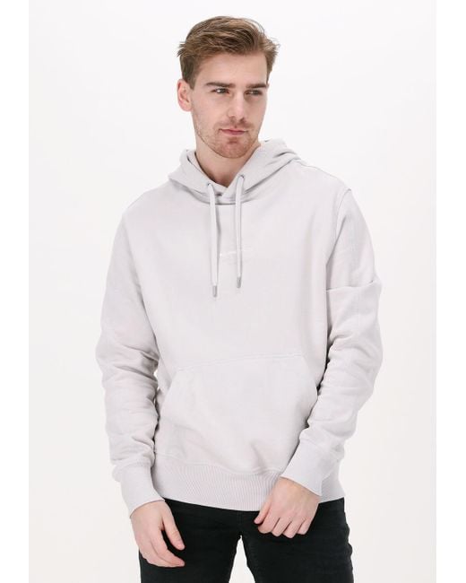 Calvin Klein White Sweatshirt Monogram Logo Hoodie Damen