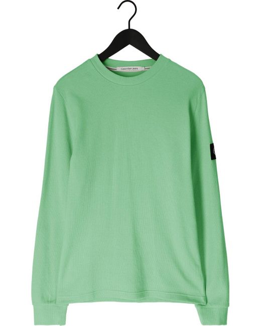 Calvin Klein Sweatshirt Monologo Badge Waffle Ls Tee Herren in Green für Herren