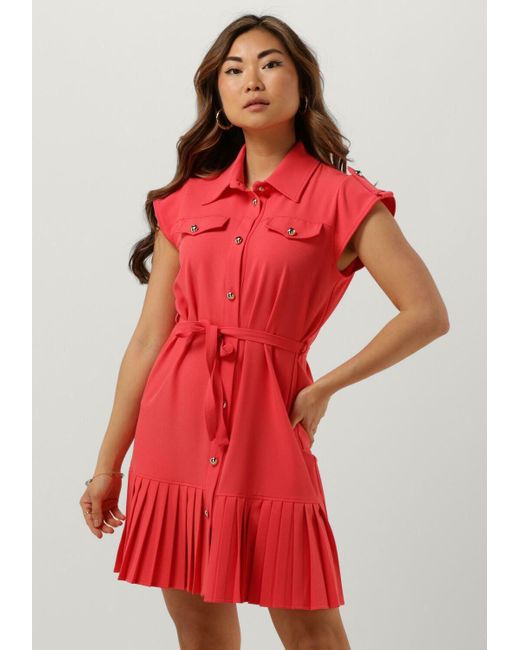 Liu Jo Red Minikleid Abito Camicia Pieghe