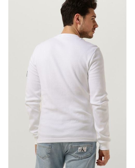 Calvin Klein Sweatshirt Monogram Badge Waffle Ls Tee Herren in Gray für Herren