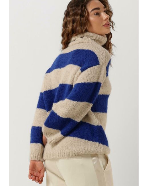 10Days Blue Rollkragenpullover Block Stripe Sweater