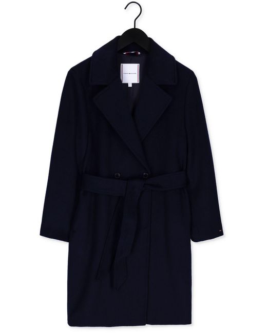Tommy Hilfiger Blue Mäntel Wool Blend Db Belted Coat Damen