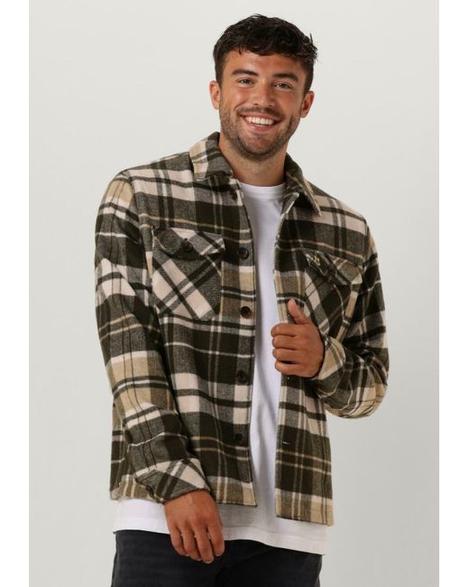 Scotch & Soda Overshirt Brushed Wool-blend Checked Overshirt in Black für Herren