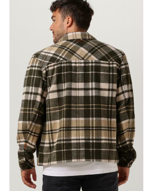 Scotch & Soda Overshirt Brushed Wool-blend Checked Overshirt in Black für Herren