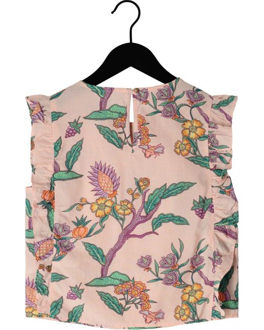 Scotch & Soda Pink Bluse All Over Printed Sleeveless Ruffle Detail Top Mädchen
