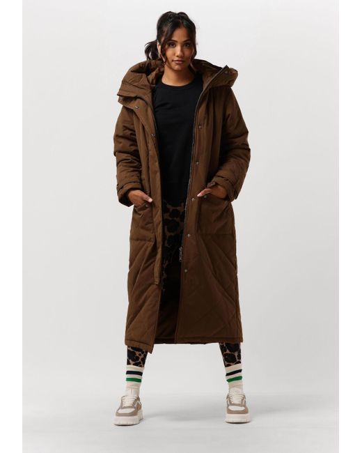 Object Brown Wattierte Jack Katie Long Coat Damen