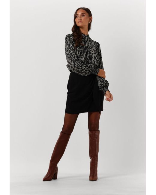 Alix The Label Black Bluse Ladies Woven Animal Turtle Neck Top