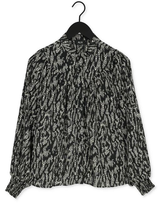 Alix The Label Black Bluse Ladies Woven Animal Turtle Neck Top