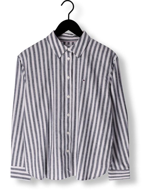 Tommy Hilfiger Black Bluse Tjw Striped Linen Blend Bf Shirt Blau/weiß