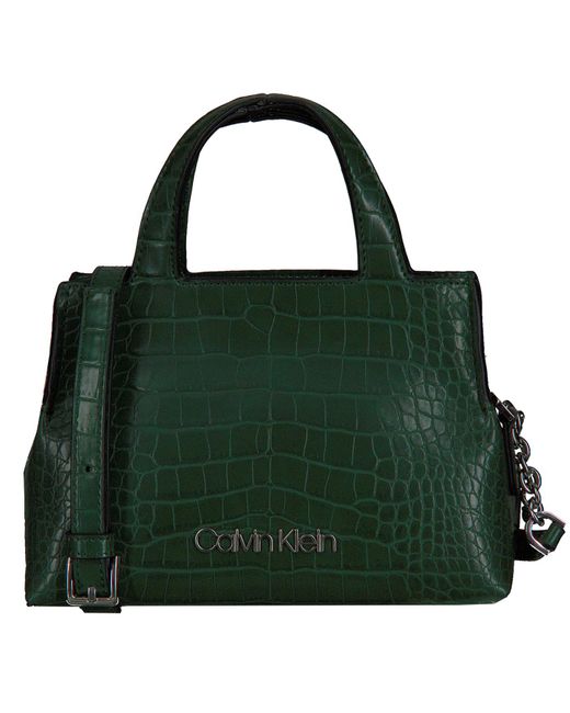 Calvin Klein Green Grüne Handtasche Neat Croc Tote Mini