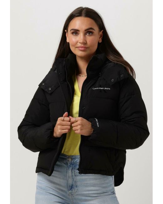 Calvin Klein Black Wattierte Jack Monologo Mw Nd Short Puffer