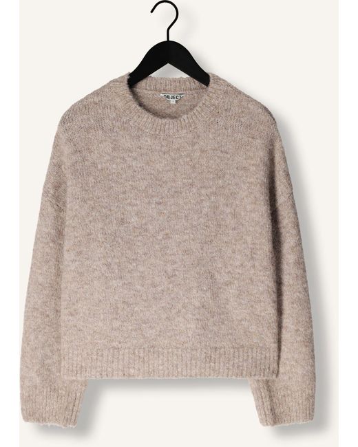 Object Natural Damen Pullover & Cardigans Objsaggia Ls Lo Pullover