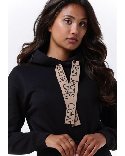 Calvin Klein Midikleid Contrast Drawcords Hoodie Dress in Schwarz | Lyst DE