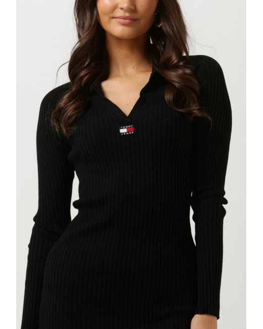 Tommy Hilfiger Black Minikleid Tjw Collar Badge Sweater Dress Damen