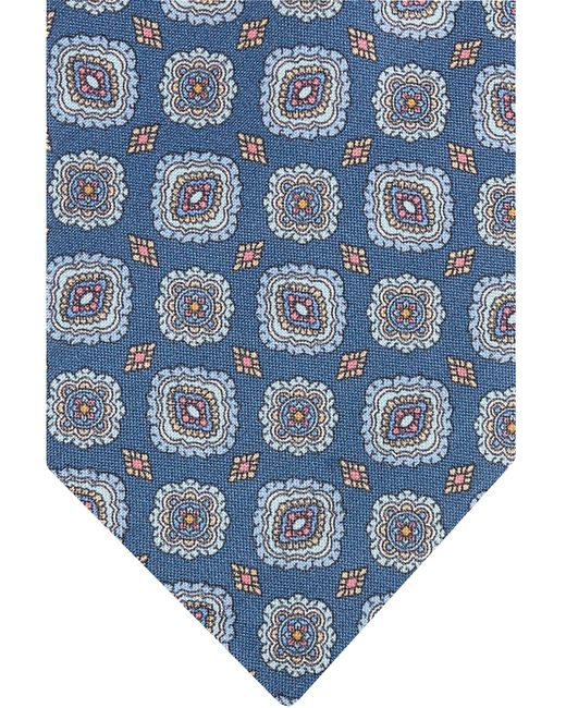 Eton of Sweden Floral Print Silk Stropdas in het Blue voor heren