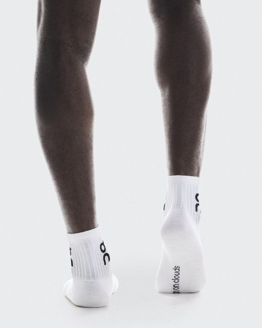 On Shoes White Logo Sock Mid 3P