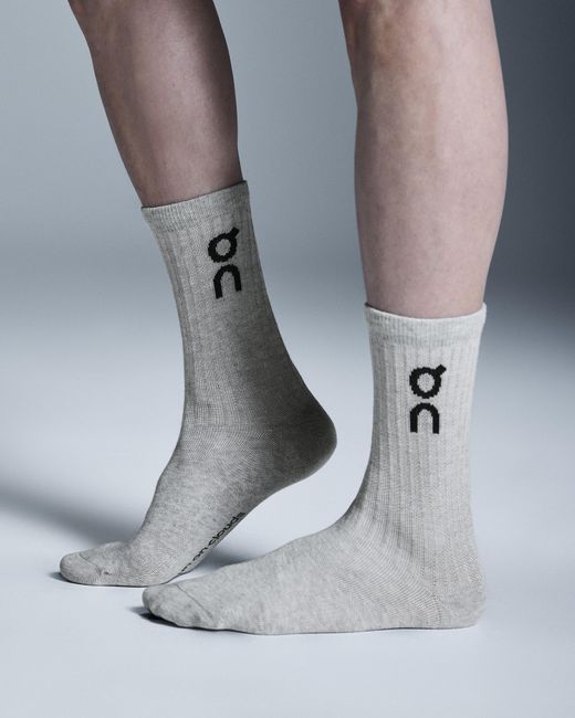 On Shoes Gray Logo Sock High 3P