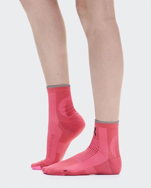 On Shoes Pink Elite Run Sock Mid