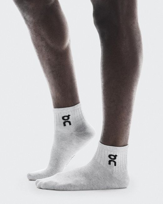 On Shoes White Logo Sock Mid 3P