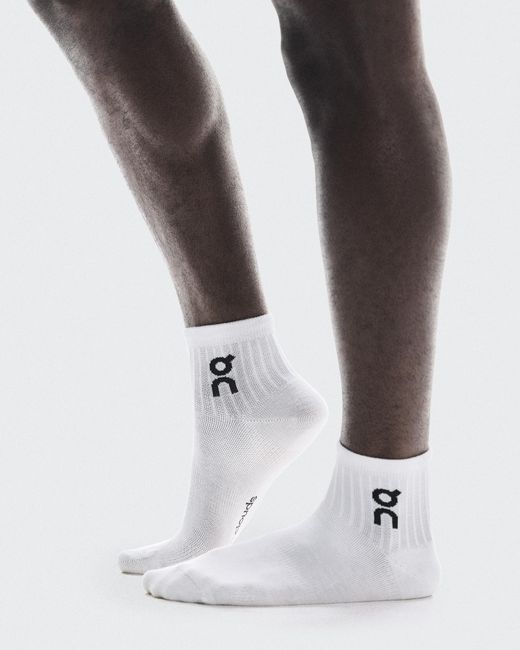 On Shoes White Logo Sock Mid 3P