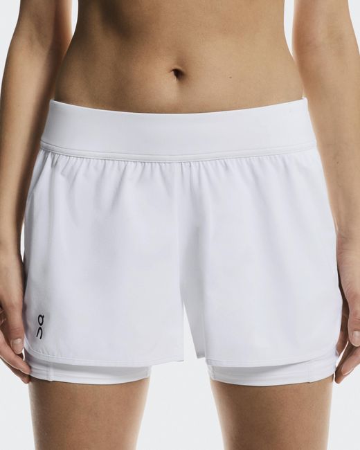 On Shoes White 3" Court Shorts 2-In-1
