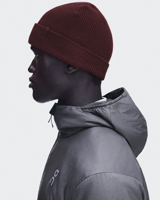 On Shoes Red Merino Beanie