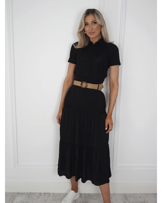 Ontrend Black Midi Skirt With Belt