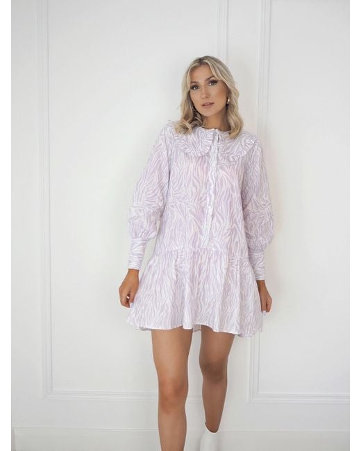 Ontrend Purple Andrea Animal Print Lilac Shirt Dress