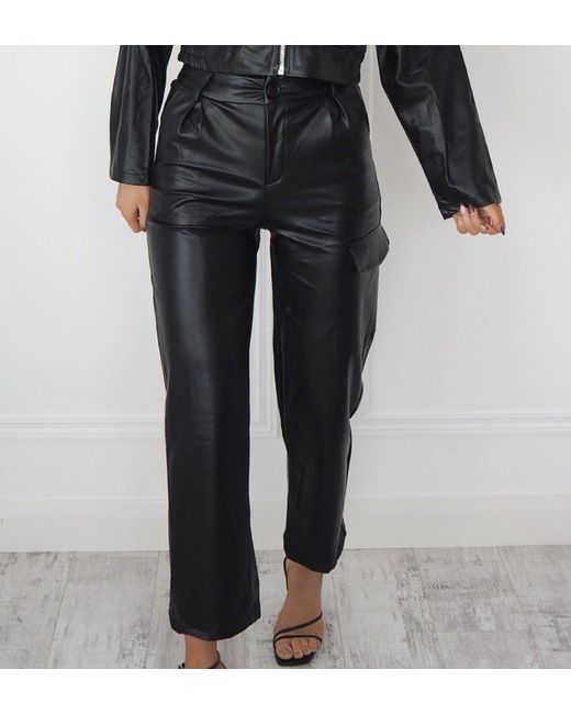 Ontrend Nia Black Leather Trousers