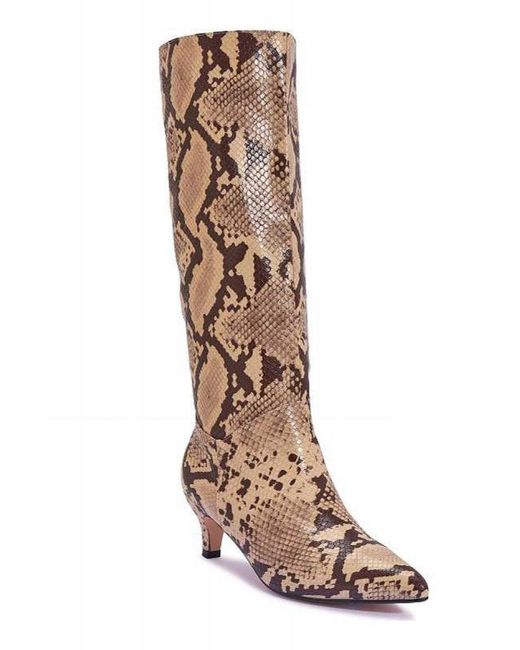 Vero Moda Snakeskin Knee-high Boots in Camel (Natural) | Lyst