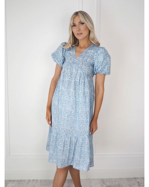 Ontrend Tia Blue Floral Midi Dress