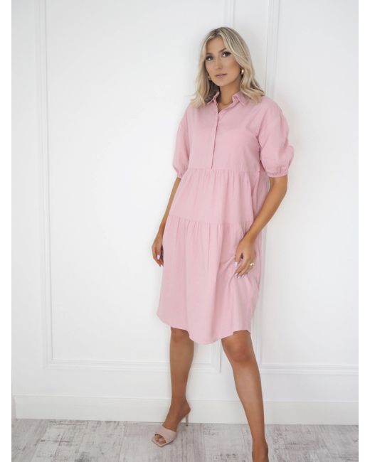 Ontrend Penny Pink Cotton Midi Dress