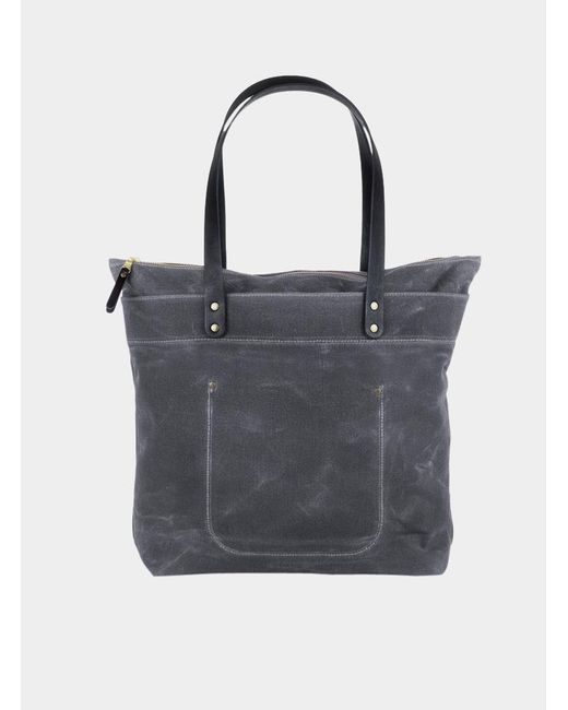 Waxed Canvas Tote Bag With Zipper