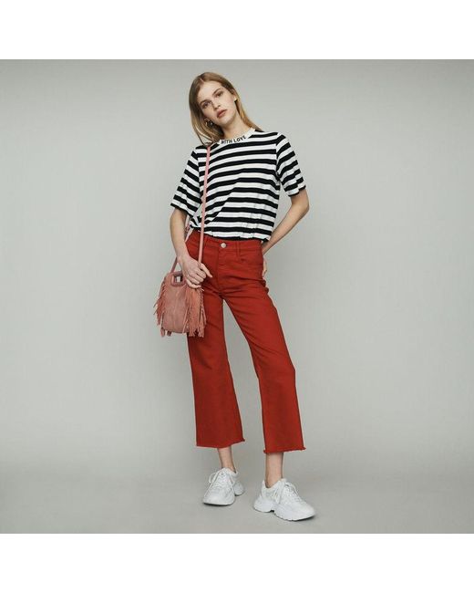 Maje High-waisted Wide Leg Jeans in Red - Lyst