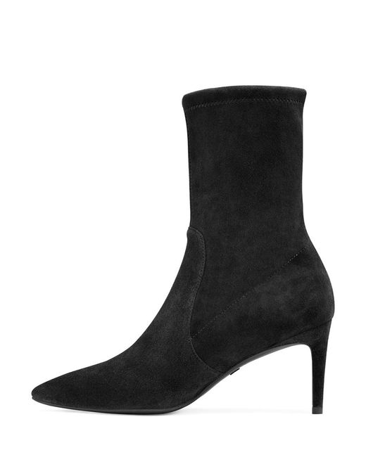 stuart weitzman black wren 75 suede heeled ankle boots