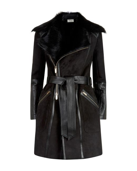 Temperley London Suede Mila Sheepskin Coat in Black - Save 39% - Lyst