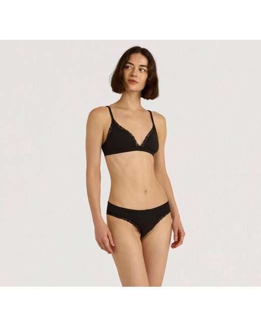 Organic Basics Black Flex Lace Triangle Bralette