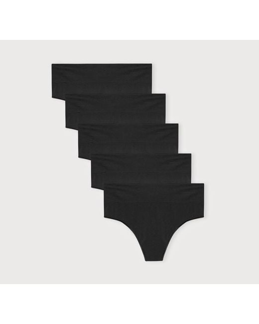 Organic Basics Black Smooth Thong 5-Pack