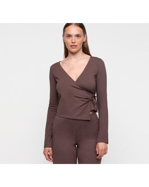 Organic Basics Brown Everyday Wrap Top