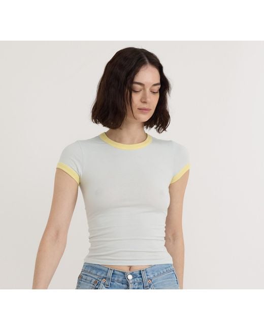 Organic Basics White Core Play Baby Ringer Tee Dewdrop Light Lemon