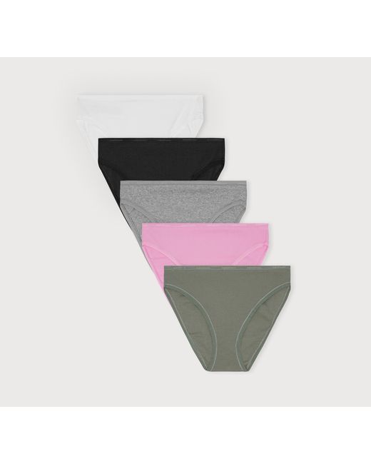 Organic Basics Multicolor Core Rib High-Leg Briefs 5-Pack Melange Petal Seaweed