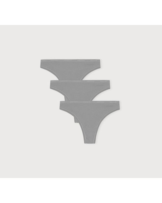 Organic Basics Gray Core Rib Thong 3-Pack