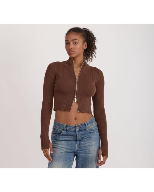 Organic Basics Blue Soft Knit Rib Track Jacket