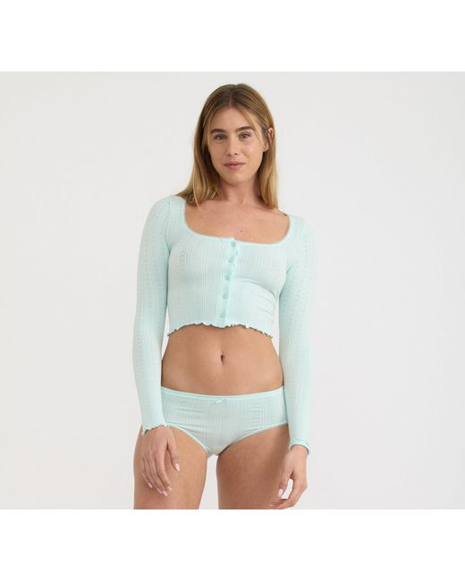 Organic Basics Blue Pointelle Cardigan