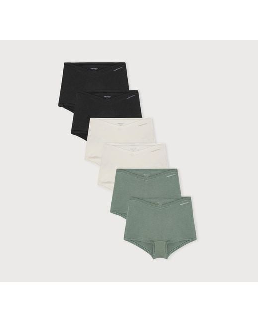 Organic Basics Green Flex Shorty 6-Pack Off Seaweed