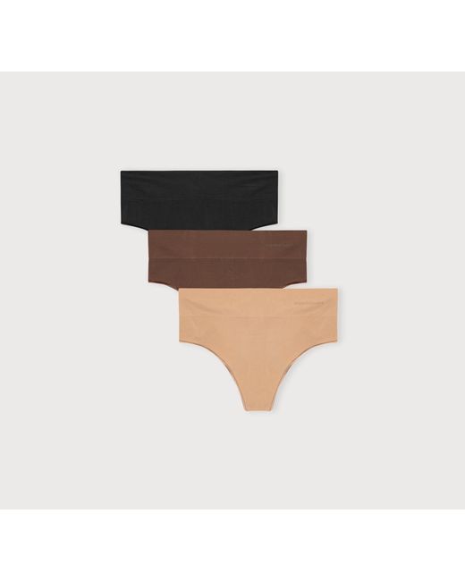 Organic Basics Black Smooth Thong 3-Pack Walnut Hazelnut