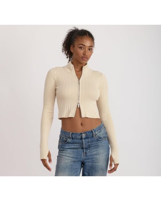 Organic Basics Blue Soft Knit Rib Track Jacket