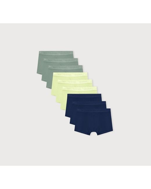 Organic Basics Blue Core Trunks 9-Pack Powder Elderflower Deep for men