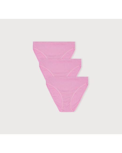 Organic Basics Pink Core Rib High-Leg Briefs 3-Pack